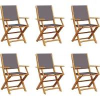 vidaXL Chaises de jardin 6 pcs. Pliable Anthracite Tissu et bois massif