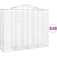 vidaXL Gabions avec arc surélevé 20pcs 200x50x160/180cm Fer galvanisé