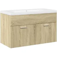 vidaXL Armoire sous lavabo avec vasque encastrée Chêne Sonoma
