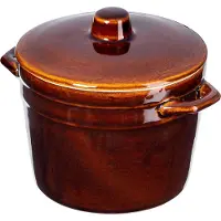 Kadax Pot en grès « Athena », pot en céramique avec poignées latérales et couvercle, pot de fermentation en céramique, casseroles universelles, 0,6 l