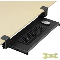 Vevor Support Clavier 68x28 cm Plateau pour Clavier et Souris Coulissant sous Bureau Charge Max 5 kg Tablette Coulissante Clavier Fixation Facile avec Pinces en C Sans Perçage pour PC Bureau Domicile