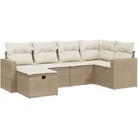 vidaXL Ensemble de salon de jardin 6 pièces avec coussins Beige Poly Rattan