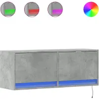 vidaXL Armoire TV murale avec éclairage LED gris béton 100x31x35 cm
