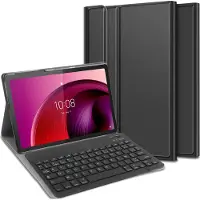 Cazy Housse pour Tablette avec Clavier compatible avec Lenovo Tab M10 (5G) - Étui Clavier Bluetooth AZERTY - Noir