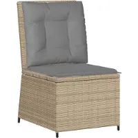 vidaXL Fauteuil de jardin avec fonction chaise longue et coussins Beige Poly Rattan