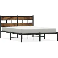 vidaXL Lit métallique sans matelas chêne fumé 150x200 cm