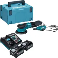 Makita BO 002 CGM201 Ponceuse excentrique sans fil 40 V max. 150 mm 5,0 mm Course Brushless + 2x batterie 4,0 Ah + chargeur + Makpac