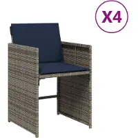 vidaXL Chaises de jardin avec coussins 4 pcs. Gris Poly Rattan