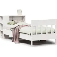 vidaXL Lit en bois massif avec étagère sans matelas blanc 75x190 cm pin