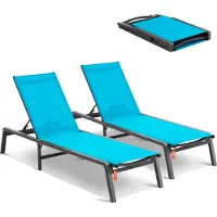 Vevor Chaises longues d'extérieur , chaises longues de terrasse en aluminium à 5 positions réglables, chaises longues de piscine pliables, chaises longues et chaises longues entièrement plates