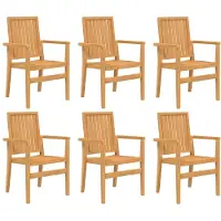vidaXL Chaises de jardin 6 pcs. empilables 56,5x57,5x91 cm bois massif teck