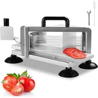 Vevor Coupe-tomates commercial, Coupe-tomates 1/4 de pouce, Coupe-tomates haute performance en acier inoxydable, Coupe-légumes manuel, pour couper les tomates, les concombres, les bananes
