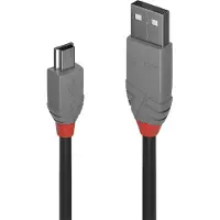 Lindy 36723 câble USB USB 2.0 2 m USB A Mini-USB B Noir, Gris