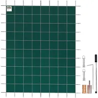 Vevor Couverture de sécurité pour piscines creusées 6,1 x 12,2 m maille verte couverture de sécurité taille 6,7 x 12,8 m avec outils d'installation pour piscine d'hiver
