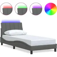 vidaXL Cadre de lit sans matelas "Hanko" gris foncé 90x200 cm Tissu