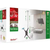 Barkan - Support plafond 13 pouces - 75 pouces/33cm - 191cm - TV plate/curved - angle de vision, extensible, pivotant + inclinable