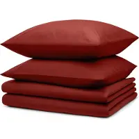 Blumtal literie 2x 135x200cm + 2x taies d'oreiller 80x80cm - Microfibre Bed Sheets 135x200cm - 4 paires de draps rouge foncé