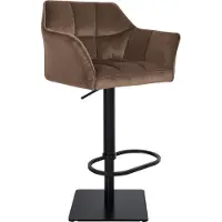 CLP Tabouret de bar Damaso, revêtement en velours, pivotant et réglable en hauteur en continu jusqu'à 240 kg, structure marron, couleur noire