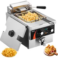 Vevor Friteuse commerciale , friteuse électrique à poser de 3000 W avec panier, friteuse à huile individuelle de 5,9 L, acier inoxydable épaissi, contrôle du temps & de la température