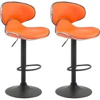 CLP - Ensemble de 2 tabourets de bar Las Vegas V2, revêtus de similicuir avec repose-pieds | Couleur : bordeaux, structure : noire