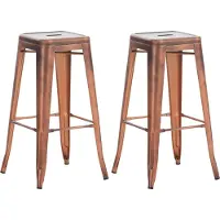 CLP Lot de 2 tabourets de bar Joshua en métal avec repose-pieds, blanc antique