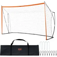 Vevor But de football portable , filet de football, 3,6 x 1,8 m, pour le jardin, filet de football d'entraînement, set de buts d'entraînement, but de football tous temps avec sac de transport, orange