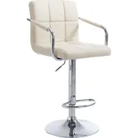 CLP Tabouret de bar Lucy V2 réglable en hauteur et pivotant,crème chrome