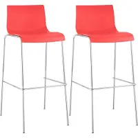 CLP lot de 2 tabourets de bar Hoover plastique 4 pieds piètement chromé
