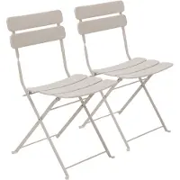 Oviala Lot de deux chaises pliantes en acier beige clair - Annecy