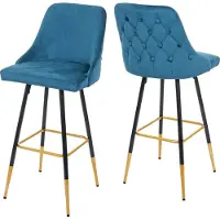 MCW Tabouret de bar -E70 (lot de 2) Velours