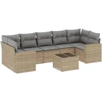 vidaXL Ensemble de jardin canapé 8 pièces avec coussins Beige Poly Rattan