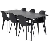Ebuy24 Dipp180x90BLBL ensemble table, table noir et 6 Polar chaises noir.