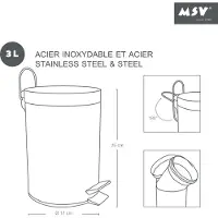 MSV Bac à pédale 3 litres vert pastel