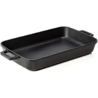 WAS Germany Lava Cocotte Plat à four noir 40 x 26 x 6,5 cm, Série Roaster square