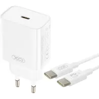 XO , adaptateur secteur USB-C Power Delivery 20W avec câble USB-C 60W, blanc