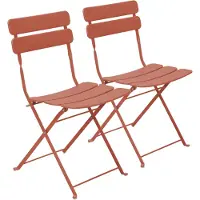 Oviala Lot de deux chaises pliantes en acier terracotta - Annecy