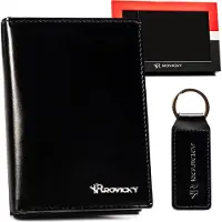 Rovicky Coffret cadeau : élégant portefeuille en cuir pour homme et porte-clés -