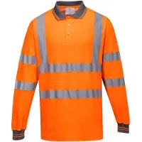 Portwest S271 Polo Confort en coton à manches longues Orange Taille M