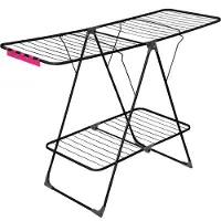 Velkea A300 Sèche-linge à 2 niveaux 28 m Zone de séchage Noir pliable 28 kg Intérieur Extérieur Acier
