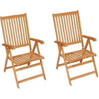 vidaXL Chaises de jardin 2 pcs. avec coussins noirs en teck massif