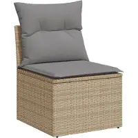 vidaXL Canapé de jardin sans accoudoirs avec coussins Beige Poly Rattan