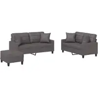 vidaXL Ensemble de canapés 3 pièces avec coussins Gris Similicuir
