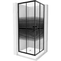 Mexen Rio Cabine de douche carrée 70 x 70 cm, Stripes, Black + Receveur de douche Rio, White - 860-070-070-70-20-4510
