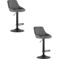 Leobert Tabouret Valora KAST Velours Gris x2 - Paire de tabourets gris modernes