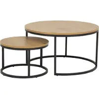 Ebuy24 Spiro Table basse, Ø50 cm, lot de 2, chêne.