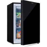 Klarstein Pluto – congélateur 1 zone de refroidissement, thermostat à 5 niveaux, 0 à -18 ° C, avec façade en verre, pieds réglables en hauteur, silencieux, volume 80 litres - noir