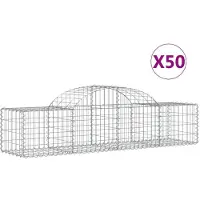 vidaXL Gabions avec arc surélevé 50 pcs. 200x50x40/60 cm Fer galvanisé