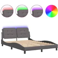 vidaXL Sommier avec LED sans matelas « Zadar » gris 120 x 200 cm
