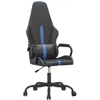 vidaXL Chaise de jeu avec fonction de massage Bleu et noir Similicuir