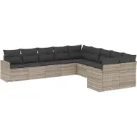 vidaXL Ensemble de 10 canapés de jardin avec coussins gris clair Poly rotin